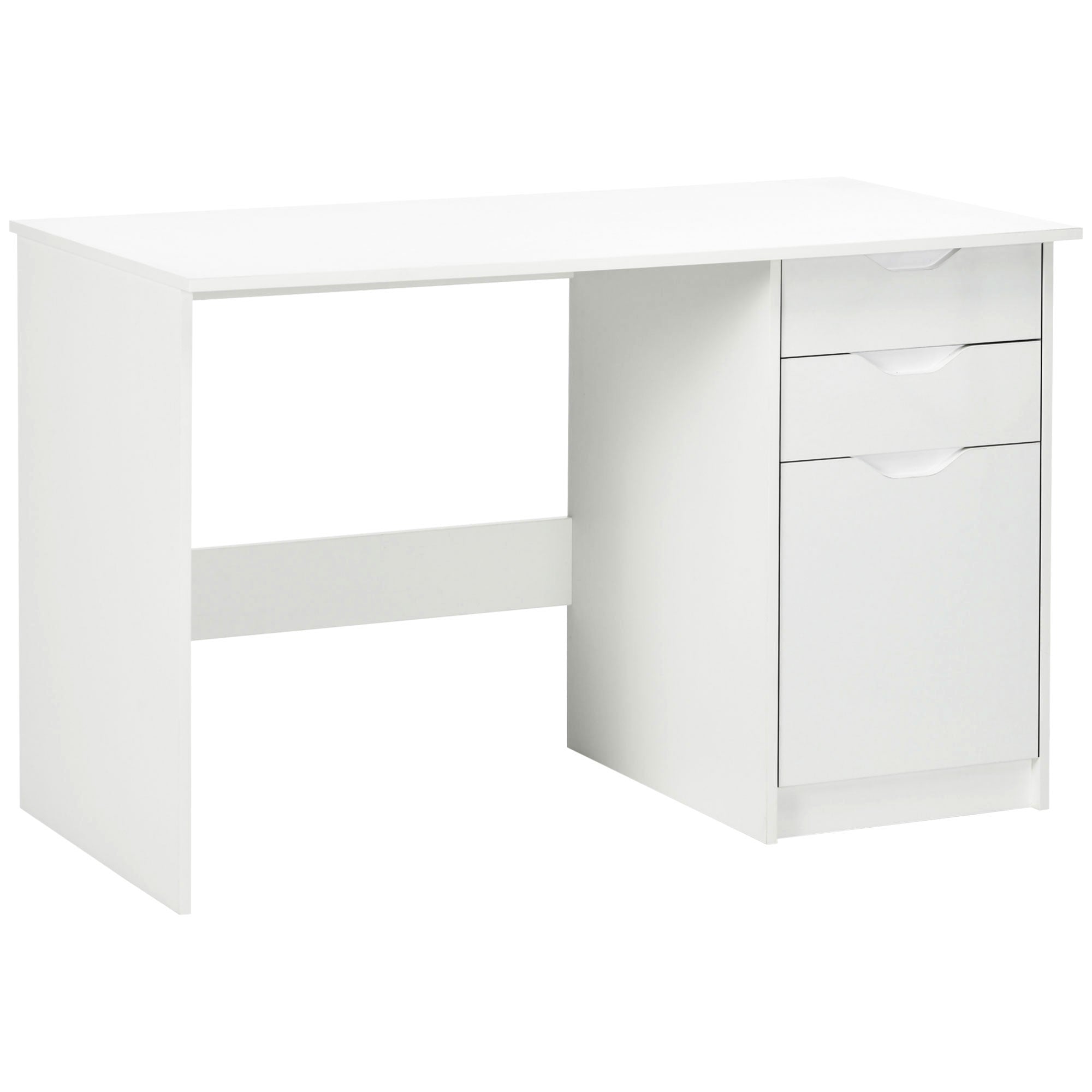 HOMCOM Computer Desk with Drawers, High Gloss Home Office Desk with Storage Cabinet, Study Workstation, 120 x 60cm, White 