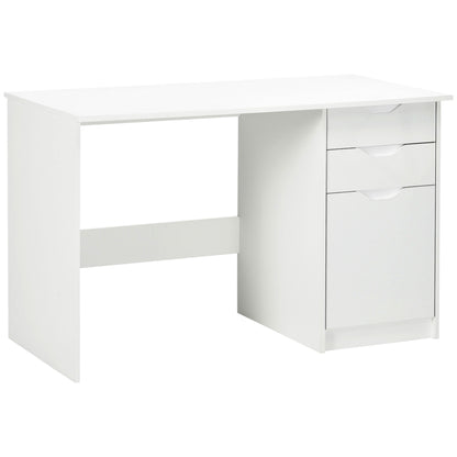 HOMCOM Computer Desk with Drawers, High Gloss Home Office Desk with Storage Cabinet, Study Workstation, 120 x 60cm, White 