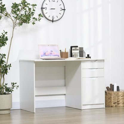 HOMCOM Computer Desk with Drawers, High Gloss Home Office Desk with Storage Cabinet, Study Workstation, 120 x 60cm, White 