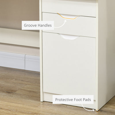 HOMCOM Computer Desk with Drawers, High Gloss Home Office Desk with Storage Cabinet, Study Workstation, 120 x 60cm, White 