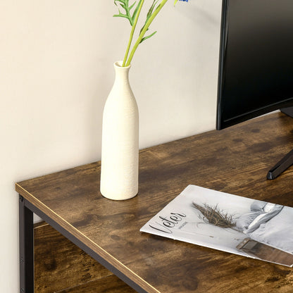 HOMCOM Computer Desk with Storage, 120 x 60cm Home Office Desk with 2 Shelves and Steel Frame, Writing Table for Living Room, Study, Rustic Brown 