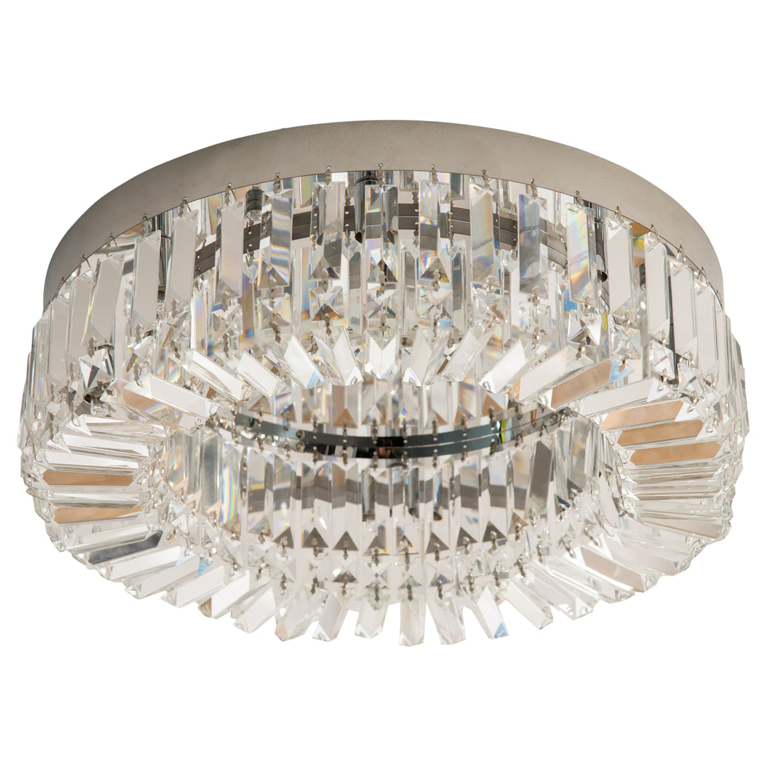 HOMCOM Crystal Ceiling Light Modern Chandeliers Stainless Steel Pendant Lights with Crystal Decorations for Living Room Bedroom Dining Room Hall Silver 