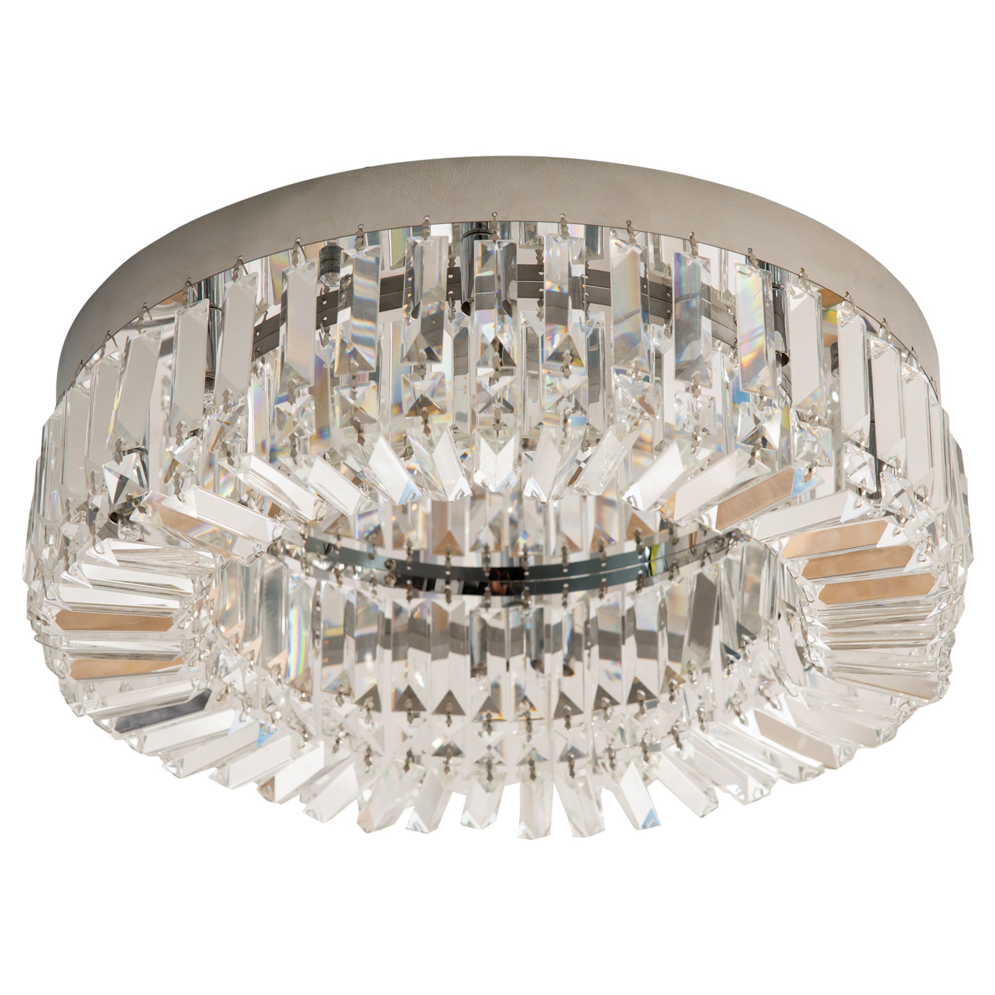 HOMCOM Crystal Ceiling Light Modern Chandeliers Stainless Steel Pendant Lights with Crystal Decorations for Living Room Bedroom Dining Room Hall Silver 