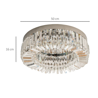 HOMCOM Crystal Ceiling Light Modern Chandeliers Stainless Steel Pendant Lights with Crystal Decorations for Living Room Bedroom Dining Room Hall Silver 