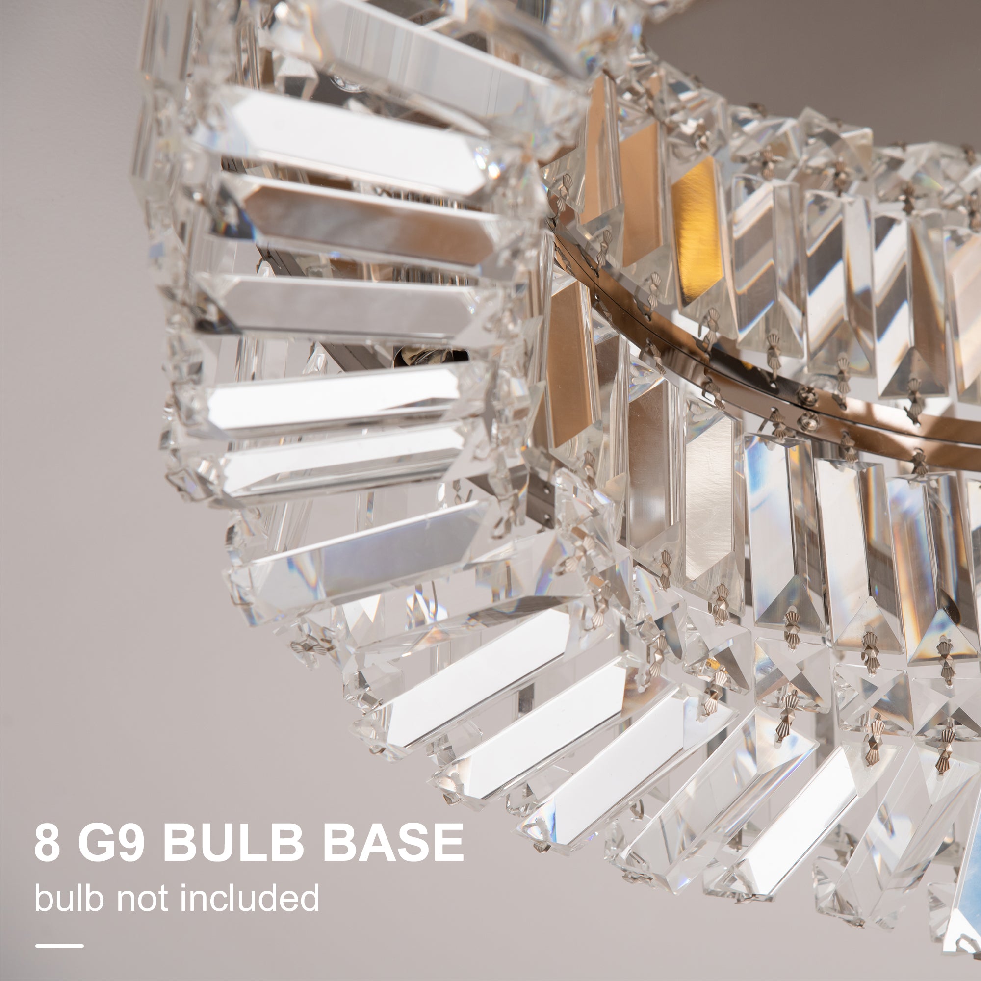 HOMCOM Crystal Ceiling Light Modern Chandeliers Stainless Steel Pendant Lights with Crystal Decorations for Living Room Bedroom Dining Room Hall Silver 