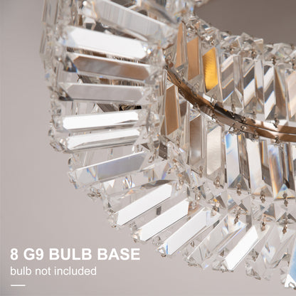 HOMCOM Crystal Ceiling Light Modern Chandeliers Stainless Steel Pendant Lights with Crystal Decorations for Living Room Bedroom Dining Room Hall Silver 