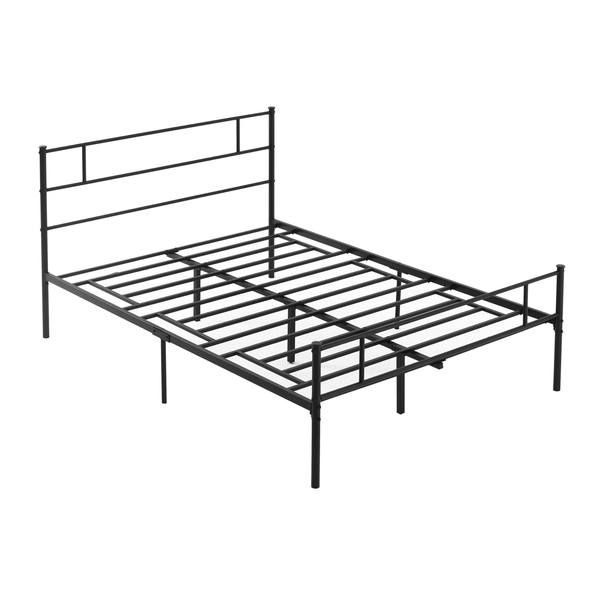 HOMCOM Double Metal Bed Frame Solid Bedstead Base with Headboard and Footboard, Metal Slat Support and Underbed Storage Space, Bedroom Furniture, Black 