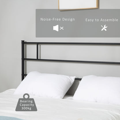 HOMCOM Double Metal Bed Frame Solid Bedstead Base with Headboard and Footboard, Metal Slat Support and Underbed Storage Space, Bedroom Furniture, Black 