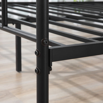 HOMCOM Double Metal Bed Frame Solid Bedstead Base with Headboard and Footboard, Metal Slat Support and Underbed Storage Space, Bedroom Furniture, Black 