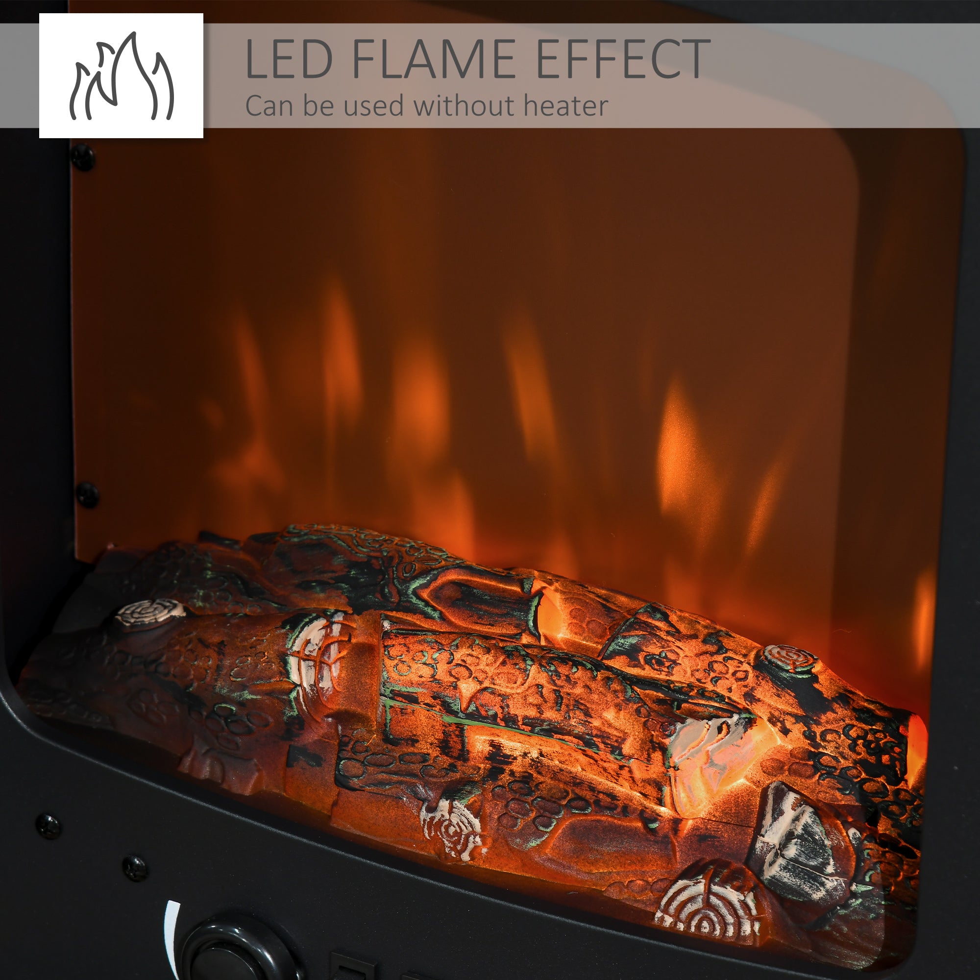 HOMCOM Electric Fireplace Stove, Free standing Fireplace Heater with Realistic LED Flame Effect, Overheat Safety Protection, 900W/1800W, Black 