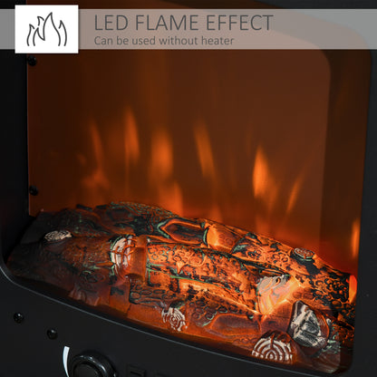 HOMCOM Electric Fireplace Stove, Free standing Fireplace Heater with Realistic LED Flame Effect, Overheat Safety Protection, 900W/1800W, Black 