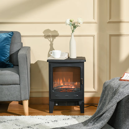 HOMCOM Electric Fireplace Stove, Free standing Fireplace Heater with Realistic LED Flame Effect, Overheat Safety Protection, 900W/1800W, Black 