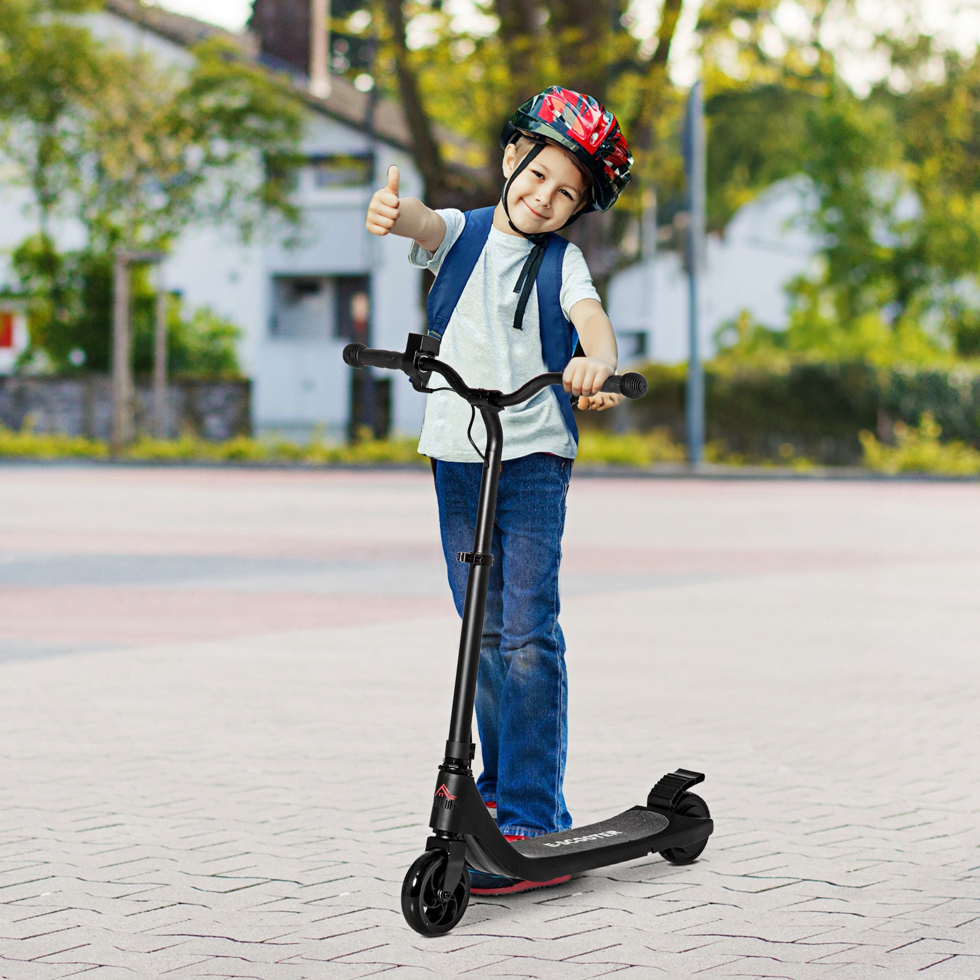 HOMCOM Electric Scooter, 120W Motor E-Scooter, Adjustable Height, Rear Brake for Ages 6+ Years - Black 