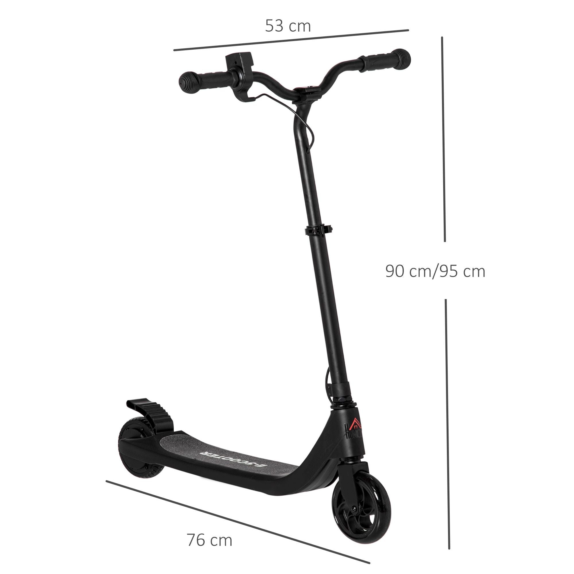 HOMCOM Electric Scooter, 120W Motor E-Scooter, Adjustable Height, Rear Brake for Ages 6+ Years - Black 