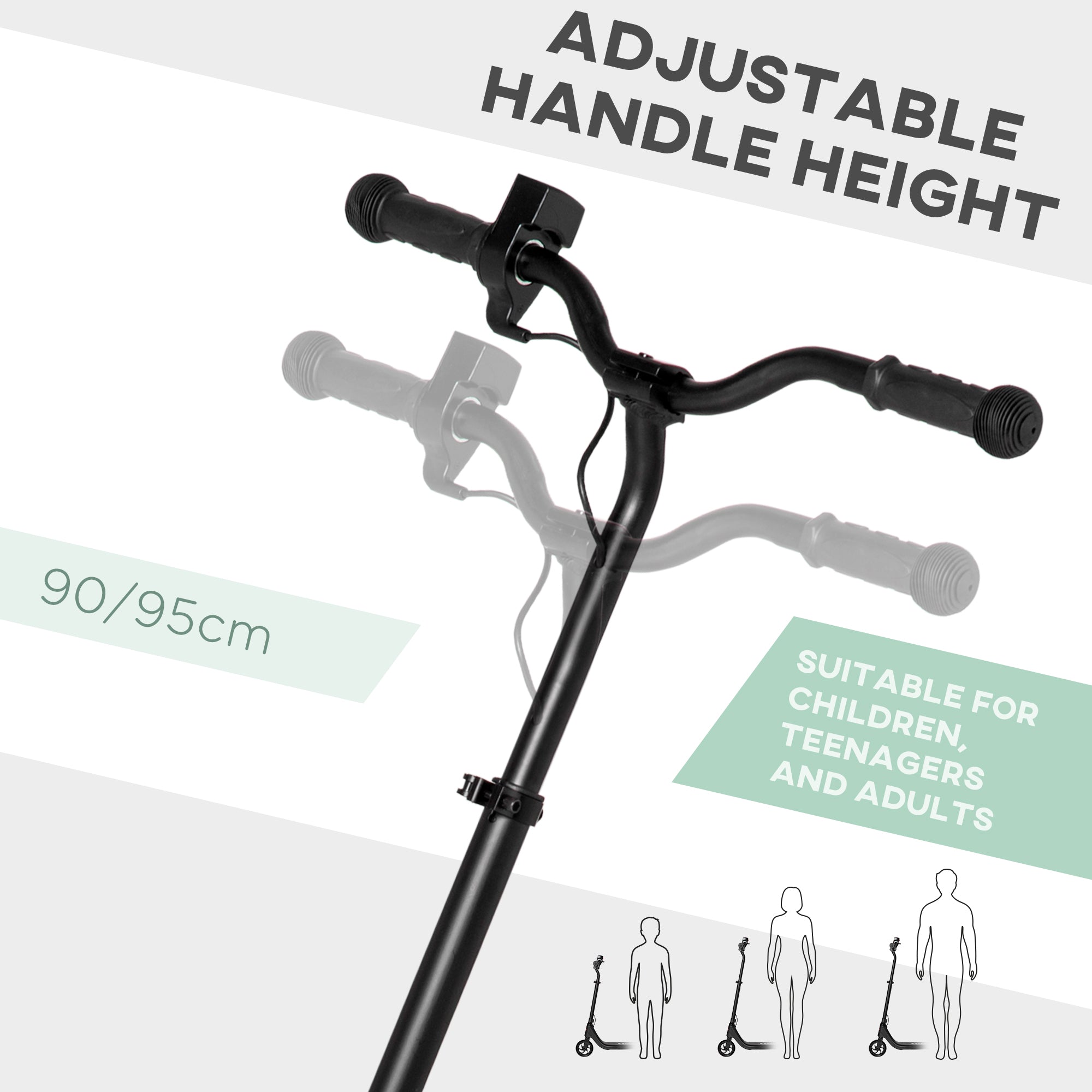 HOMCOM Electric Scooter, 120W Motor E-Scooter, Adjustable Height, Rear Brake for Ages 6+ Years - Black 