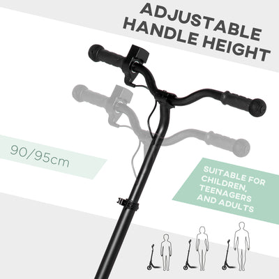 HOMCOM Electric Scooter, 120W Motor E-Scooter, Adjustable Height, Rear Brake for Ages 6+ Years - Black 