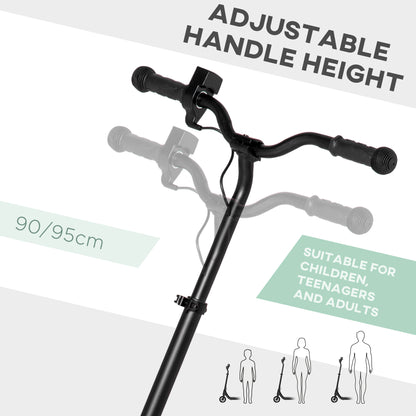 HOMCOM Electric Scooter, 120W Motor E-Scooter, Adjustable Height, Rear Brake for Ages 6+ Years - Black 
