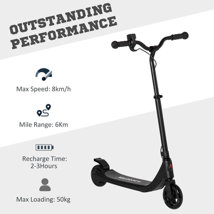 HOMCOM Electric Scooter, 120W Motor E-Scooter, Adjustable Height, Rear Brake for Ages 6+ Years - Black 