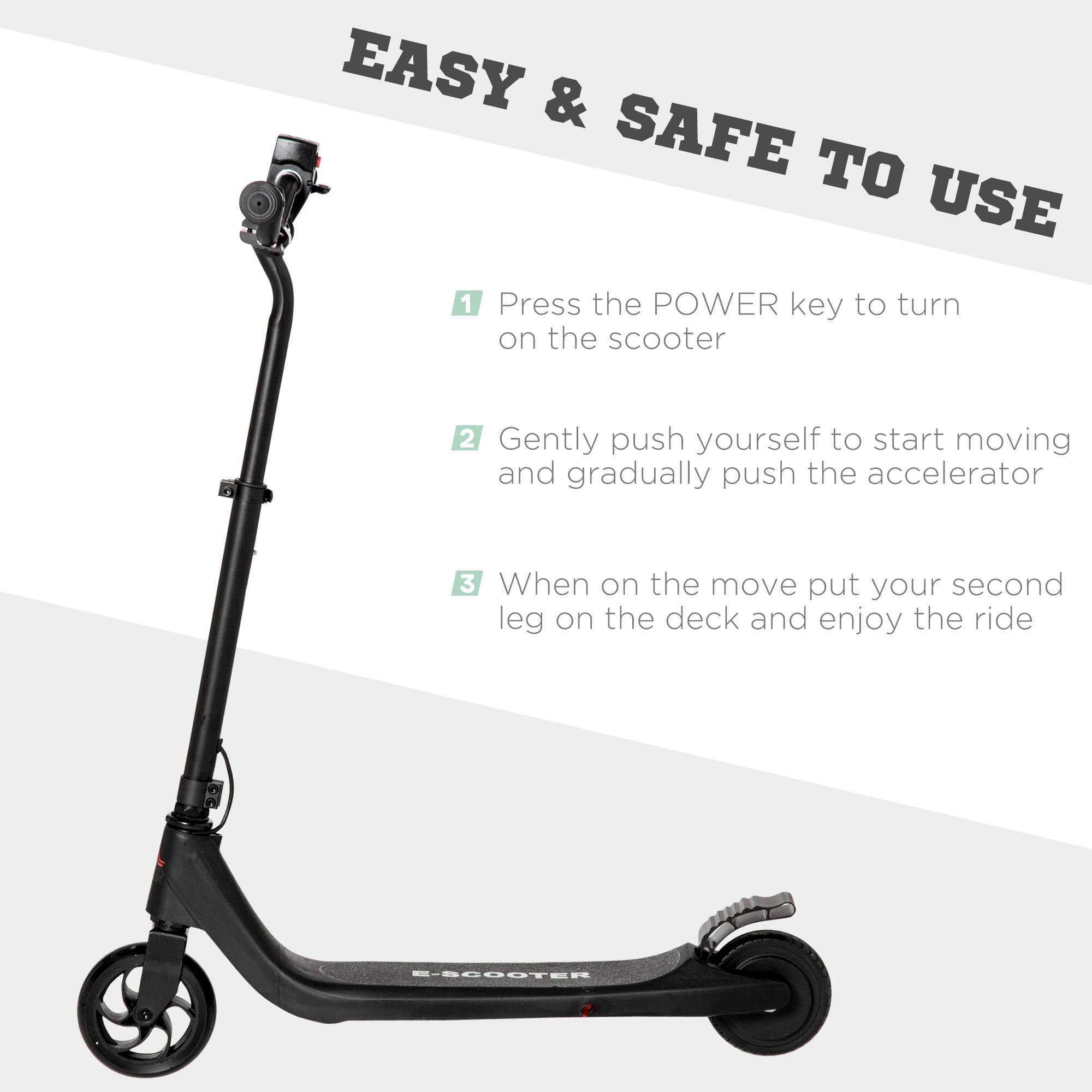 HOMCOM Electric Scooter, 120W Motor E-Scooter, Adjustable Height, Rear Brake for Ages 6+ Years - Black 