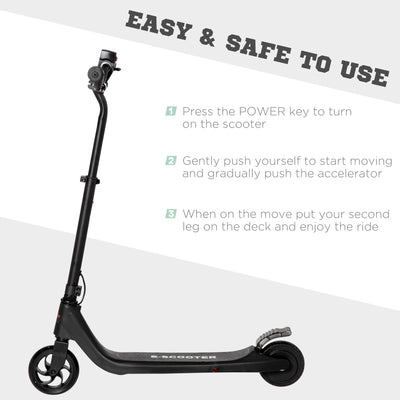 HOMCOM Electric Scooter, 120W Motor E-Scooter, Adjustable Height, Rear Brake for Ages 6+ Years - Black 
