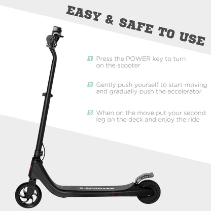 HOMCOM Electric Scooter, 120W Motor E-Scooter, Adjustable Height, Rear Brake for Ages 6+ Years - Black 