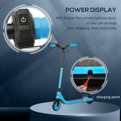 HOMCOM Electric Scooter, 120W Motor E-Scooter, Adjustable Height, Rear Brake for Ages 6+ Years - Blue 