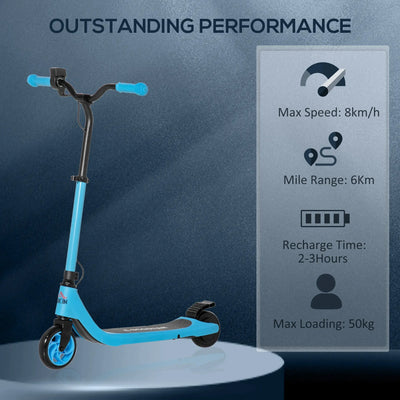 HOMCOM Electric Scooter, 120W Motor E-Scooter, Adjustable Height, Rear Brake for Ages 6+ Years - Blue 