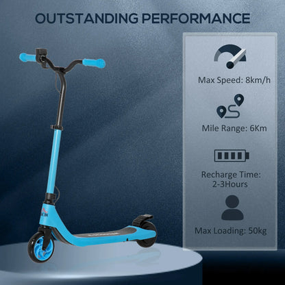 HOMCOM Electric Scooter, 120W Motor E-Scooter, Adjustable Height, Rear Brake for Ages 6+ Years - Blue 