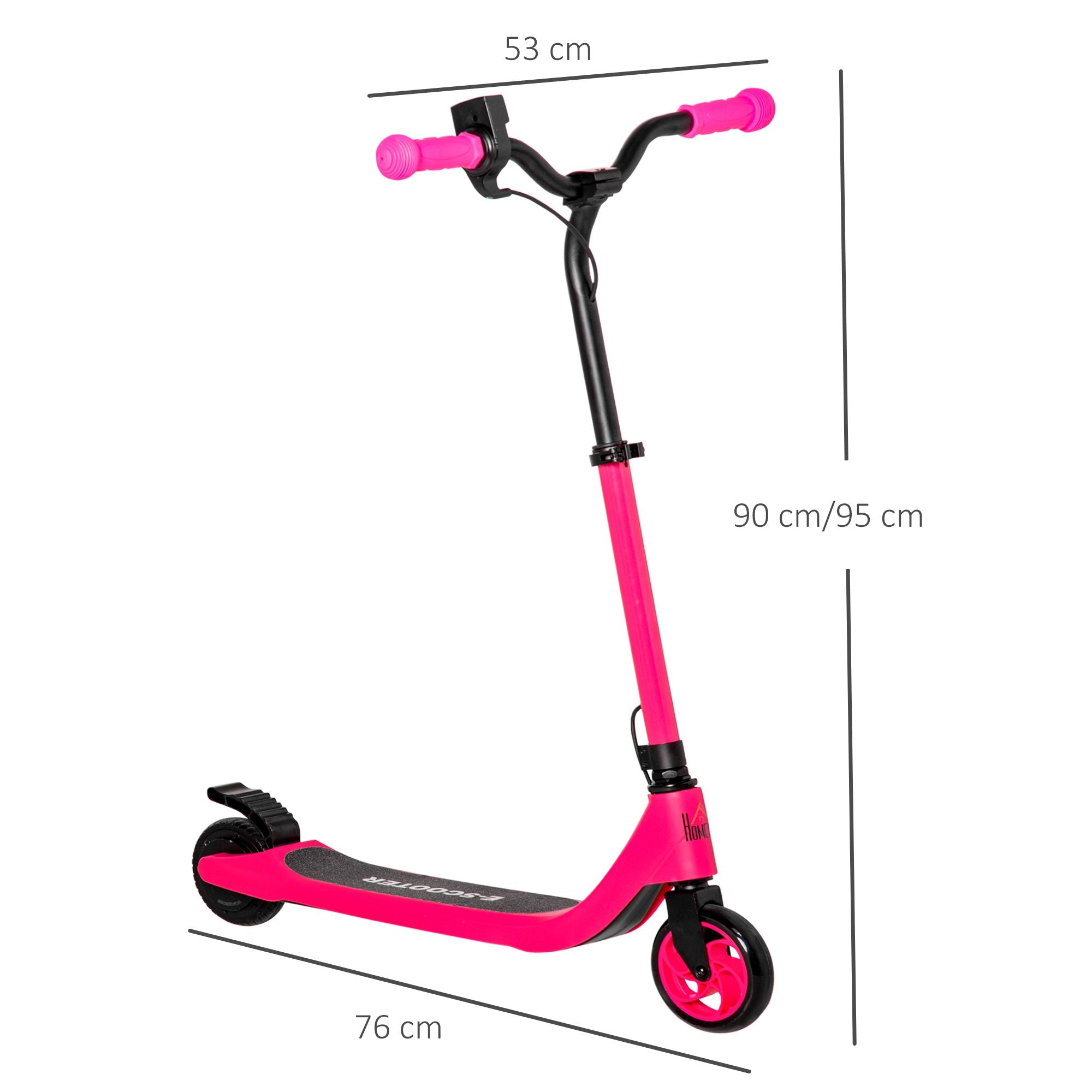 HOMCOM Electric Scooter, 120W Motor E-Scooter, Adjustable Height, Rear Brake for Ages 6+ Years - Pink 