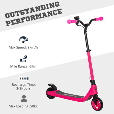 HOMCOM Electric Scooter, 120W Motor E-Scooter, Adjustable Height, Rear Brake for Ages 6+ Years - Pink 
