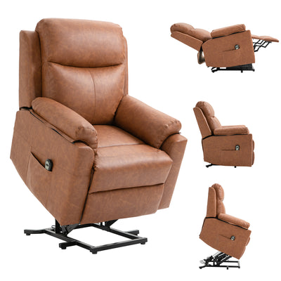 HOMCOM Faux Leather 70° Electric Riser Recliner Chair - Brown 