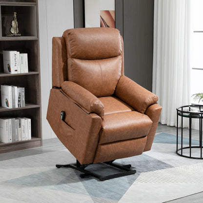 HOMCOM Faux Leather 70° Electric Riser Recliner Chair - Brown 