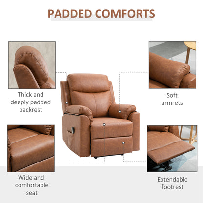 HOMCOM Faux Leather 70° Electric Riser Recliner Chair - Brown 