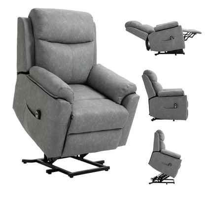 HOMCOM Faux Leather 70° Electric Riser Recliner Chair - Grey 