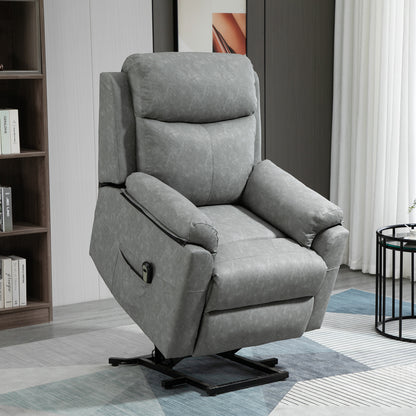 HOMCOM Faux Leather 70° Electric Riser Recliner Chair - Grey 
