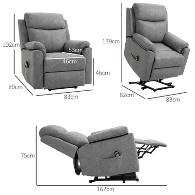 HOMCOM Faux Leather 70° Electric Riser Recliner Chair - Grey 