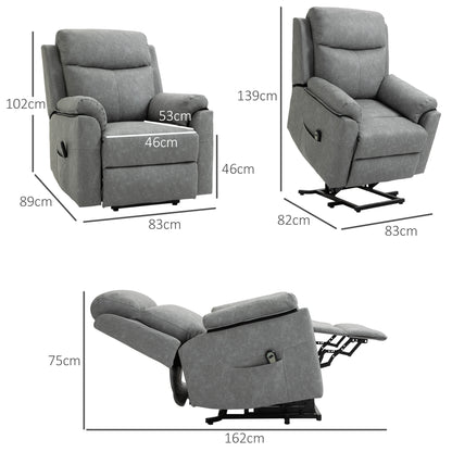 HOMCOM Faux Leather 70° Electric Riser Recliner Chair - Grey 