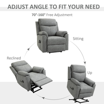 HOMCOM Faux Leather 70° Electric Riser Recliner Chair - Grey 