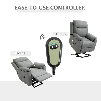 HOMCOM Faux Leather 70° Electric Riser Recliner Chair - Grey 
