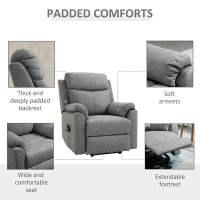 HOMCOM Faux Leather 70° Electric Riser Recliner Chair - Grey 