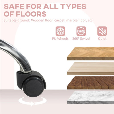 HOMCOM Fluffy Desk Chair, Armless Students Chair, Makeup Vanity Chair with Adjustable Height, Rolling Wheels for Home Study Bedroom, Unicorn Tone 