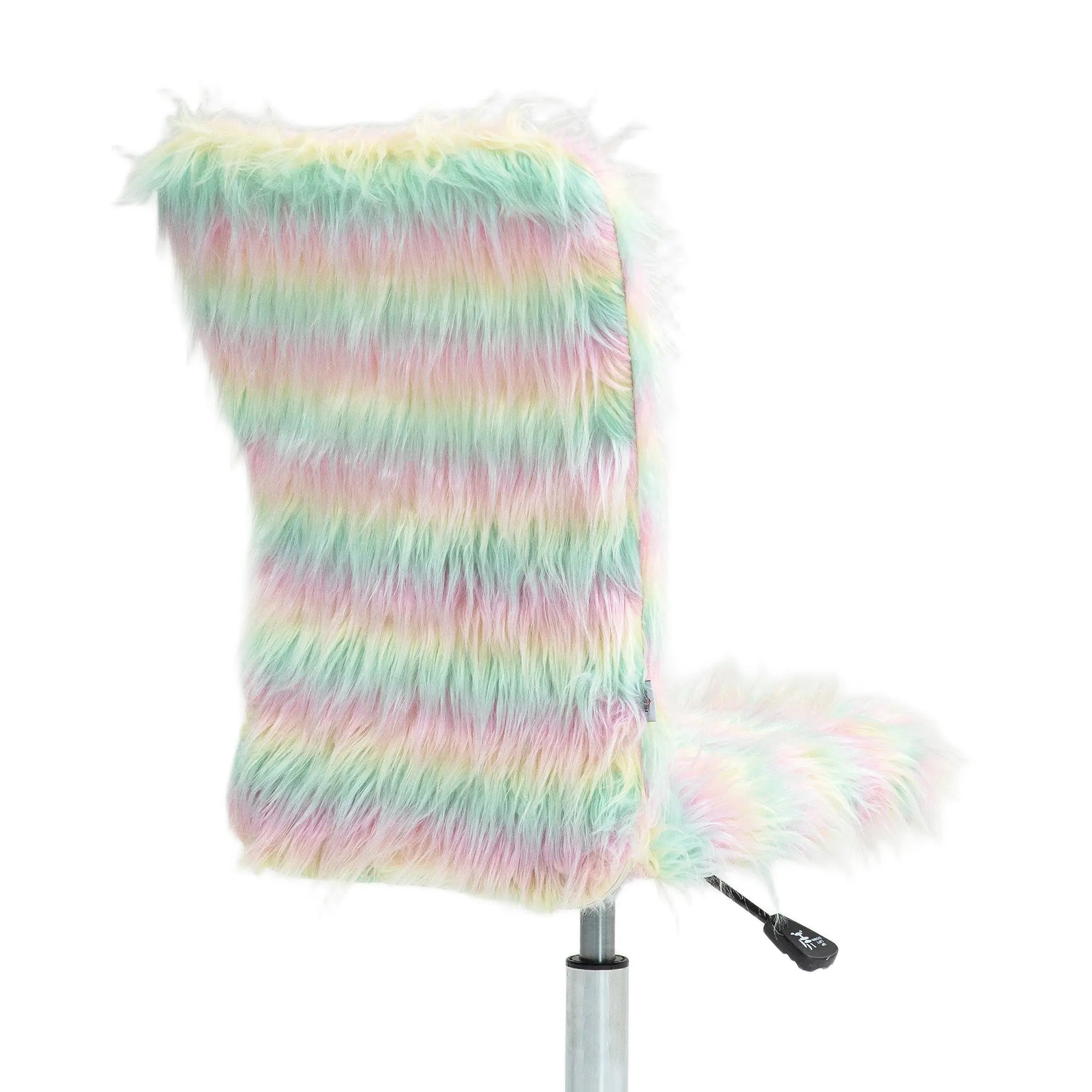 HOMCOM Fluffy Desk Chair, Armless Students Chair, Makeup Vanity Chair with Adjustable Height, Rolling Wheels for Home Study Bedroom, Unicorn Tone 
