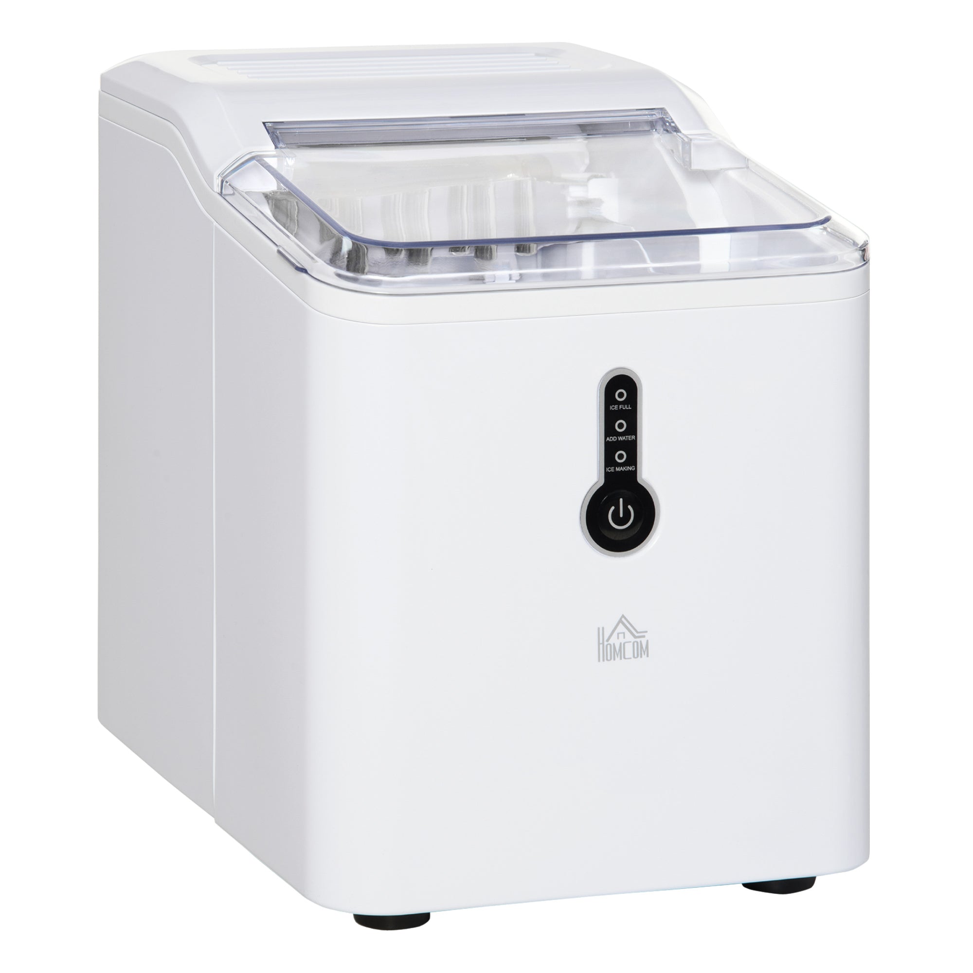 HOMCOM Ice Maker Machine, 1.5L Countertop Ice Cube Maker with Self-Cleaning, 9 Cubes Ready in 8 Mins, 12kg in 24 Hrs, No Plumbing with Basket, White 