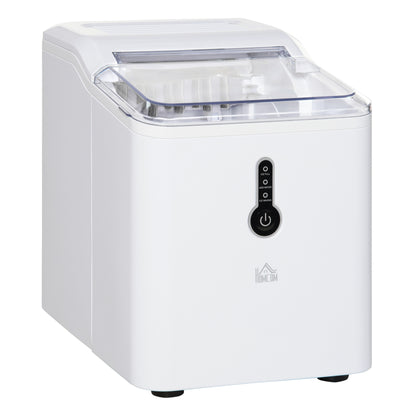 HOMCOM Ice Maker Machine, 1.5L Countertop Ice Cube Maker with Self-Cleaning, 9 Cubes Ready in 8 Mins, 12kg in 24 Hrs, No Plumbing with Basket, White 