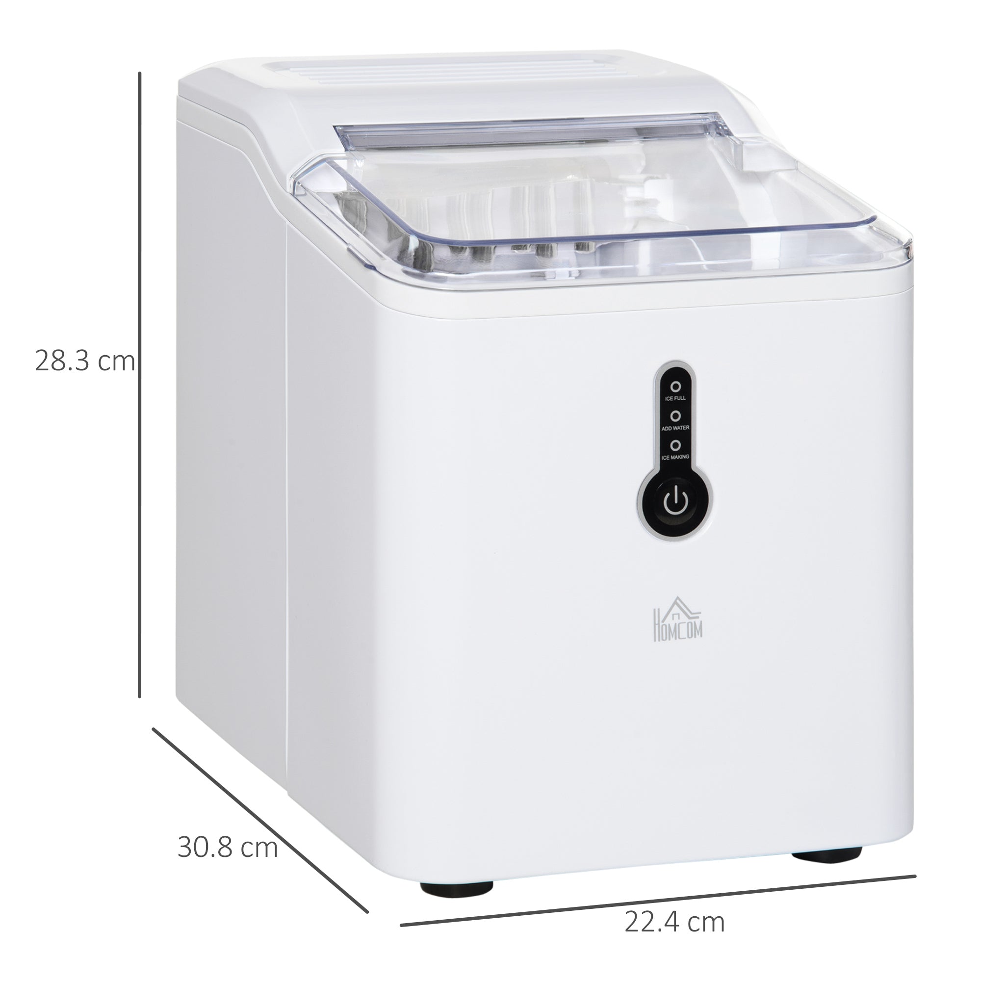 HOMCOM Ice Maker Machine, 1.5L Countertop Ice Cube Maker with Self-Cleaning, 9 Cubes Ready in 8 Mins, 12kg in 24 Hrs, No Plumbing with Basket, White 