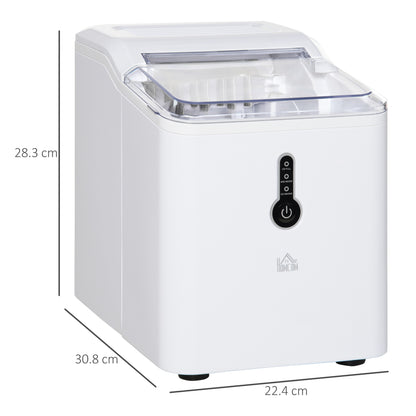 HOMCOM Ice Maker Machine, 1.5L Countertop Ice Cube Maker with Self-Cleaning, 9 Cubes Ready in 8 Mins, 12kg in 24 Hrs, No Plumbing with Basket, White 
