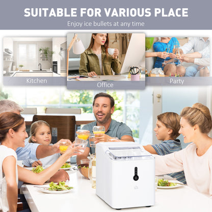 HOMCOM Ice Maker Machine, 1.5L Countertop Ice Cube Maker with Self-Cleaning, 9 Cubes Ready in 8 Mins, 12kg in 24 Hrs, No Plumbing with Basket, White 