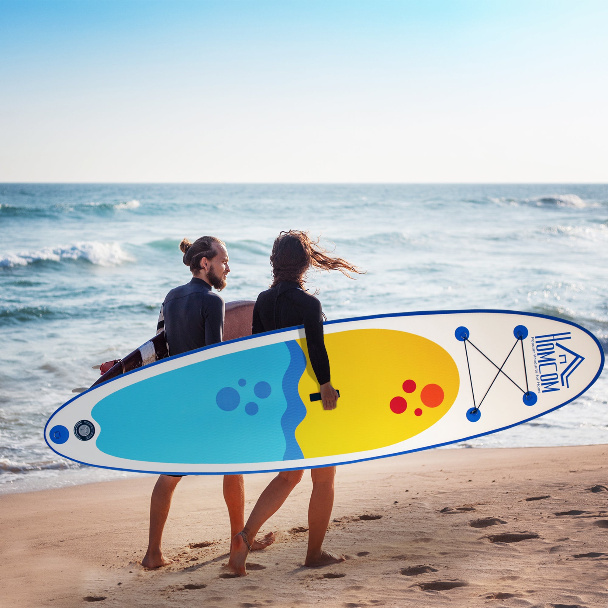 HOMCOM Inflatable Stand Up Paddle Board, 10' x 30" x 4", Non-Slip SUP, with ISUP Accessories, Hand Pump, 1 Fin, Adj Paddle, Backpack for Youth Adult Beginners/Experts 