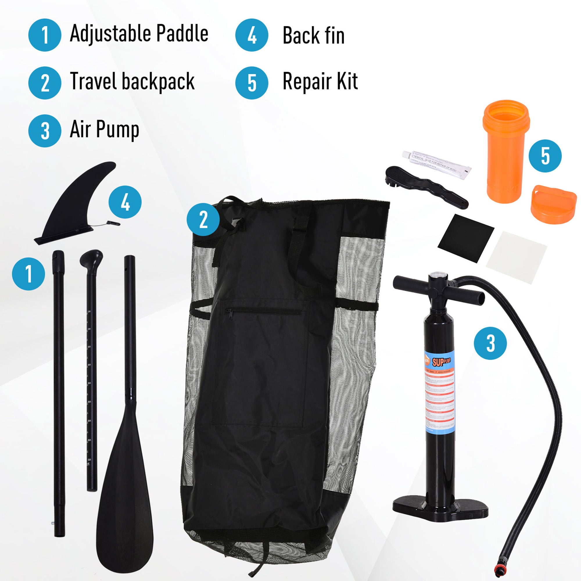 HOMCOM Inflatable Stand Up Paddle Board, 10' x 30" x 4", Non-Slip SUP, with ISUP Accessories, Hand Pump, 1 Fin, Adj Paddle, Backpack for Youth Adult Beginners/Experts 