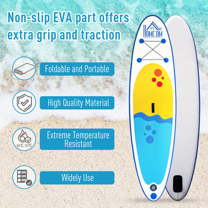 HOMCOM Inflatable Stand Up Paddle Board, 10' x 30" x 4", Non-Slip SUP, with ISUP Accessories, Hand Pump, 1 Fin, Adj Paddle, Backpack for Youth Adult Beginners/Experts 